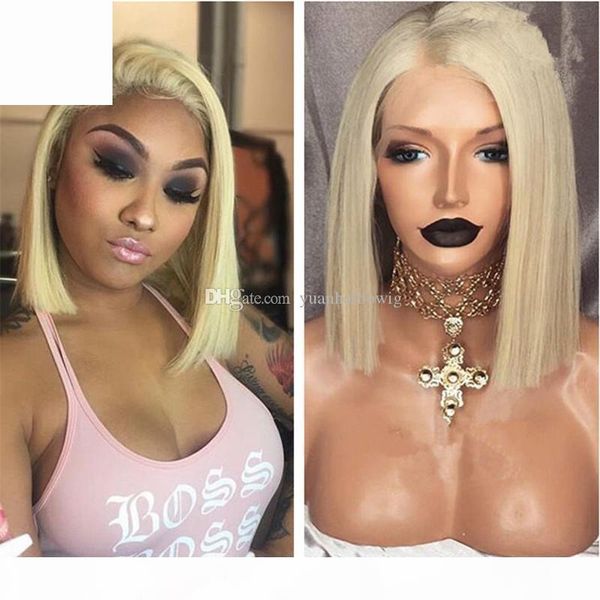 

bob human hair wig 613 blonde color virgin malaysian hair full lace wig for women ing, Black;brown