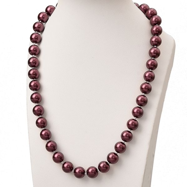 

chains round 10mm pearls beads for deep purple synthetic charm necklace jewelry birthday women ladies gifts 18inch h851, Silver