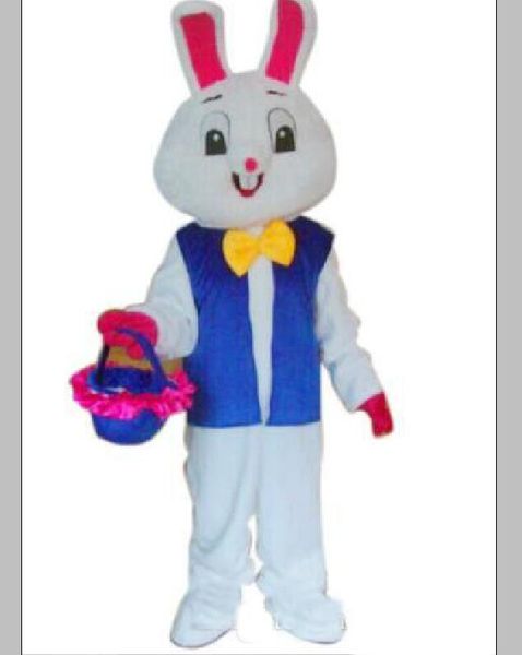 

2019 factory sale cute brand cartoon easter bunny rabbit mascot costume fancy dress party costume ship, Red;yellow