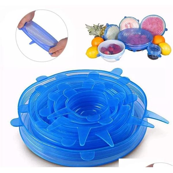 

6pcs/set universal sile suction lid-bowl pan cooking pot lid-sil stretch lids sile fruit cover pan spill qylfrv ppshop01