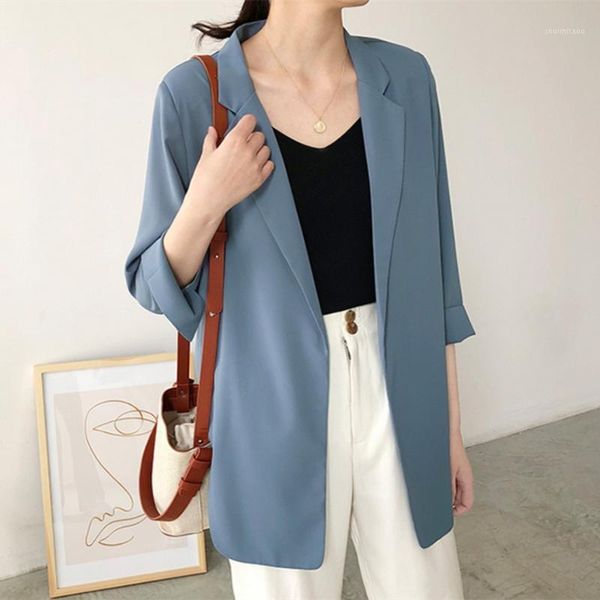 

2019 women chiffon suit coats summer chic thin work jacket office lady solid basic business outerwears1, White;black