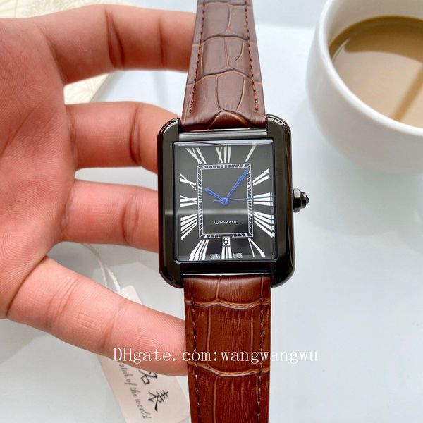 

2020 tank men watches 40mm joker leather wristwatches 316l stainless steel square mens watch d3153