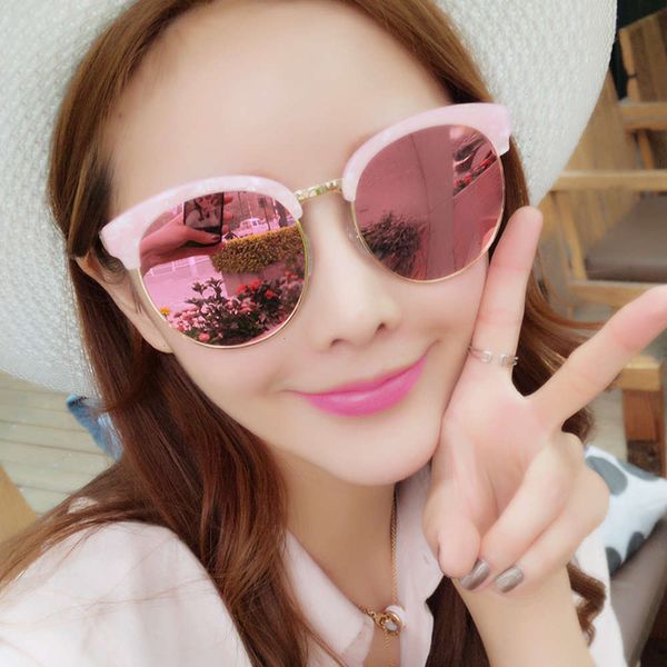 

new korean personalized polarized sunglasses 2019 star sunglasses women's trendy round face men's myopia glasses, White;black