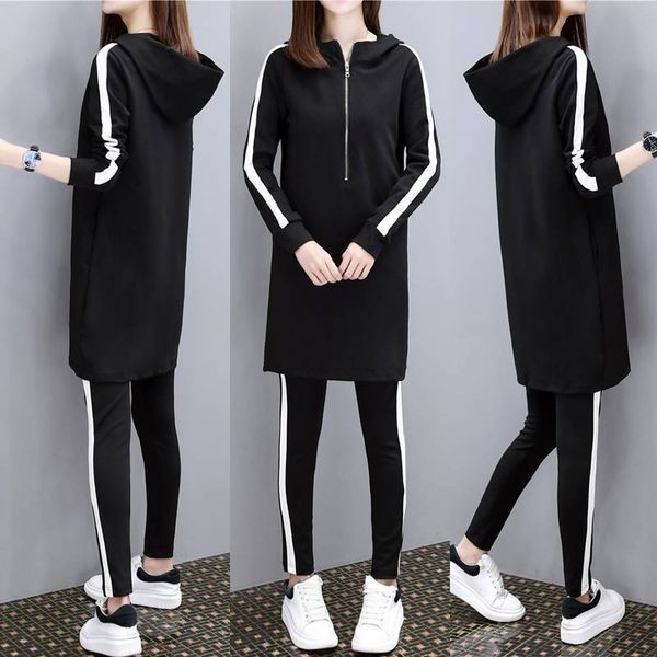 

hooded women's clothes shirts spring striped and pants ladies casual long sleeve training 2 piece together a8zk, Gray