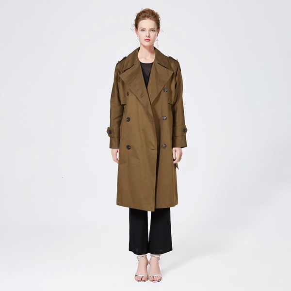 

2020 spring summer new ] western-style collar and windbreaker women's mid-length double-breasted coat in british style, Black;white