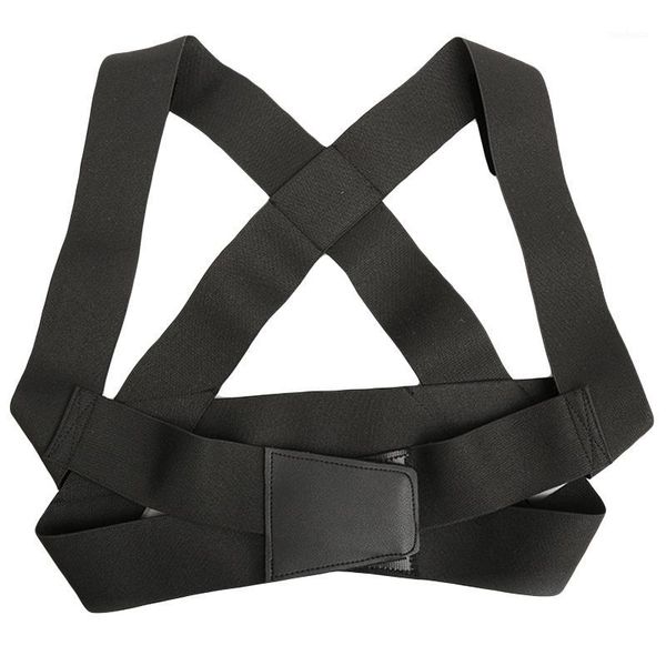 

h men women chest orthoses adjustable back shoulder posture correction band humpback corrector back across support brace1, Black;blue