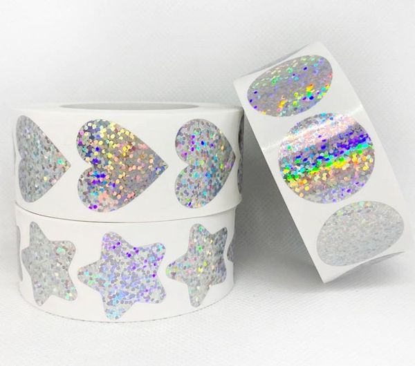 

blank heart-shaped star laser sticker waterproof adhesive label birthday decoration seal birthday wedding decoration gift wrap sticker1