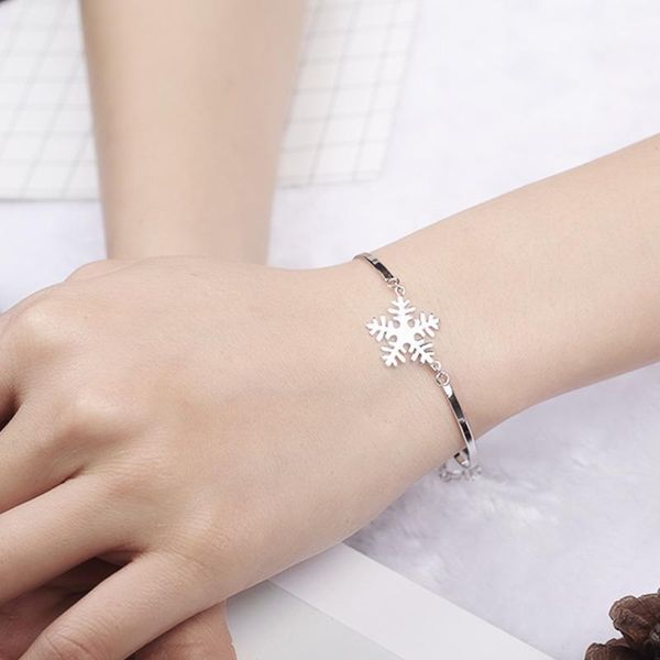 

bangle female christmas hollow snowflake shape fashion bracelet, Black