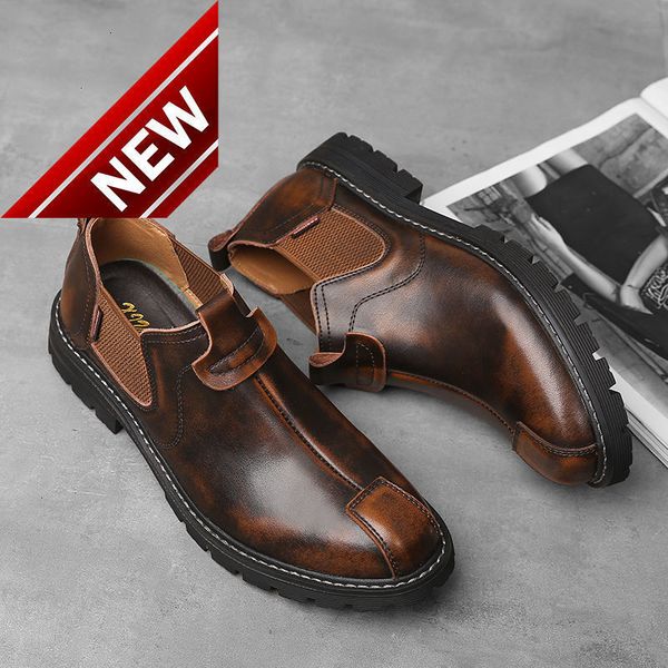 

real fashion british style casual shoes men's martin boots leather work clothes short men, Black