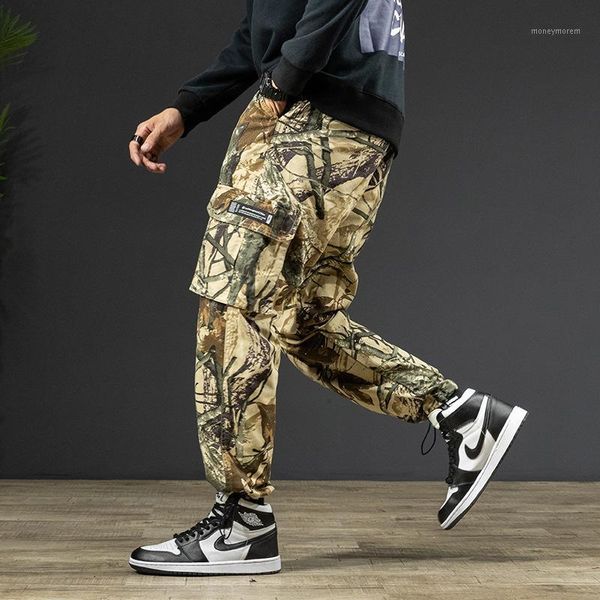 

men's pants hip hop camouflage cargo 2021 men tactical pant casual streetwear pockets joggers male fashion trouser elastic waist mg4271, Black