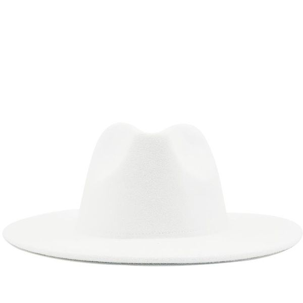 

women men wool white blue fedora hat with leather ribbon gentleman elegant lady winter wide brim jazz church panama sombrero cap wmtwuz, Black;white