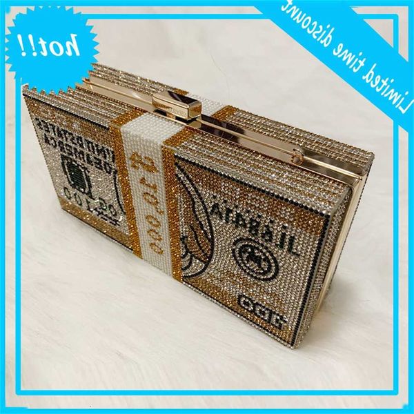 

2021 new dollar creativity fashion small bag square trend personality party hand holding dinner bags makeup shoulder rhinestone wholesale