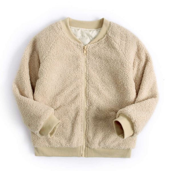 

et coat, lamb children's cashmere cardigan, with zipper, south korean autumn and winter girls' cotton padded, Black