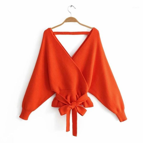

women backless solid jumper sweater korean fashion long sleeve v neck pullovers female js1031, White;black