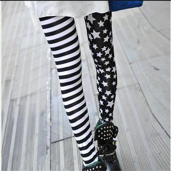 

woman legging summer women fashion stars striped pant streetwear leggings milk silk ninth pants, Black