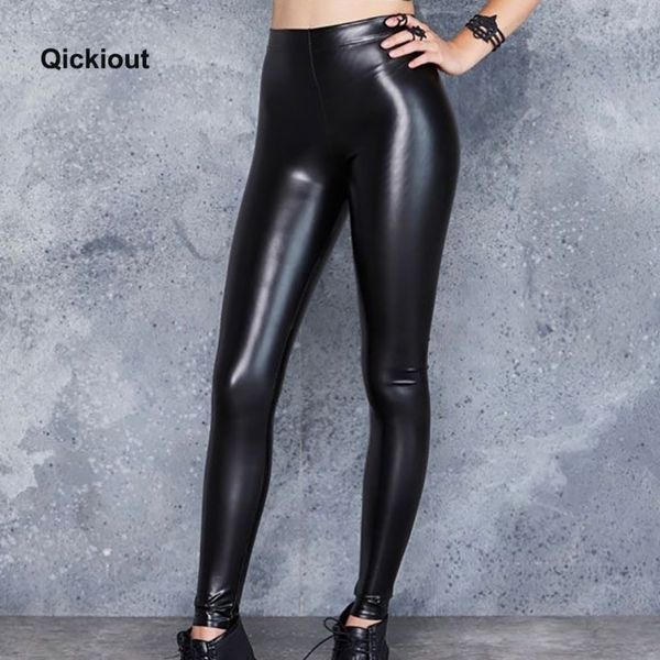 

qickitout fashion women leggings leather pants soild black pants costumes for club wearing stranger things lj201006