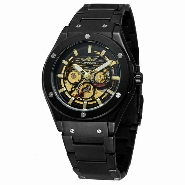 

watch full winner automatic mechanical men's automatic watch leisure belt tourbillon hollow men's watch sop9, Slivery;brown