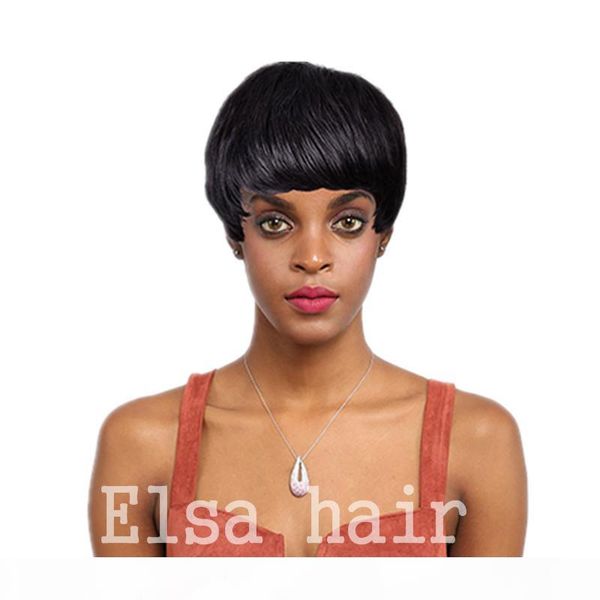 

baby hair short wigs for black women glueless full lace chic cut short human hair wigs unprocessed brazilian human hair wigs, Black;brown