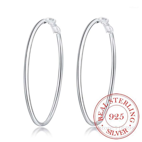 

hoop & huggie personality hyperbole 925 sterling silver simple smooth circle earrings for women 2021 sterling-silver-jewelry pendientes1, Golden;silver