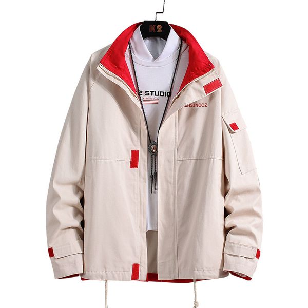 

mens jackets casual patchwork coat safari style male pilot with autumn hip hop streetwear windbreaker clothing, Black;brown