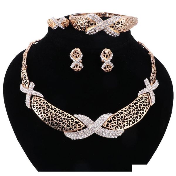 

fashion women dubai gold-color crystal jewelry sets big nigerian wedding jewelry sets african beads jewelry set 7 colors oqtke, Slivery;golden