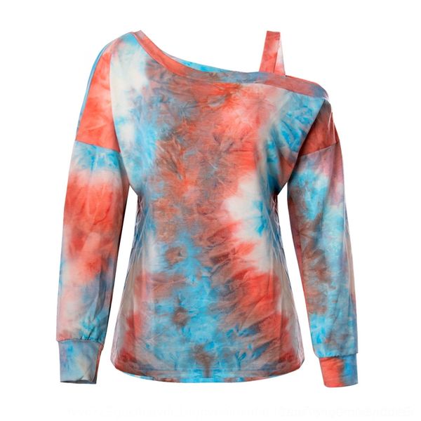 

mu1wa tie-dyed women's long-sleevedshoulder sweater2020 sweater sweaterautumn and winter new women's long-sleevedshoulder tie-dyed, Black