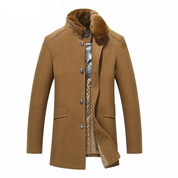

2020 winter мужская шерстяная куртка воротник стойка толстый mens wool jacket вскользь ветрозащитный холодной защиты пальто мужской sa953, Black