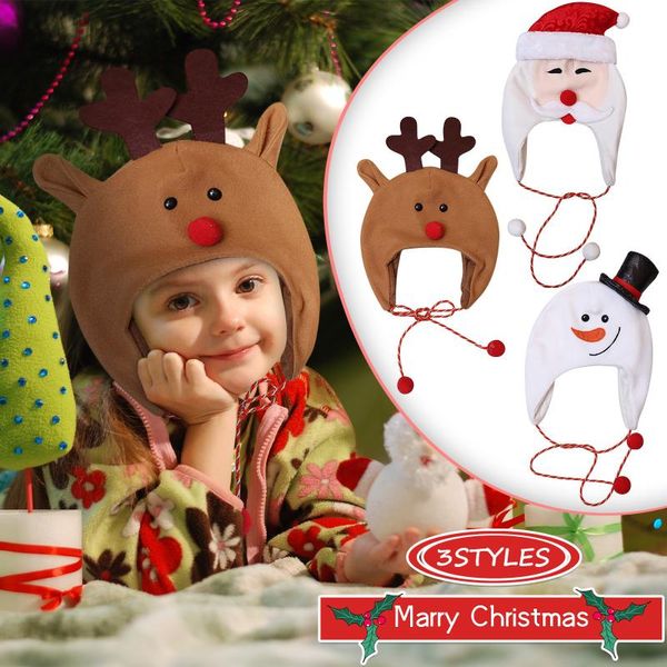 

1pcs children christmas santa claus snowman elk cartoon printed christmas accessories decoration hats for party, Blue;gray