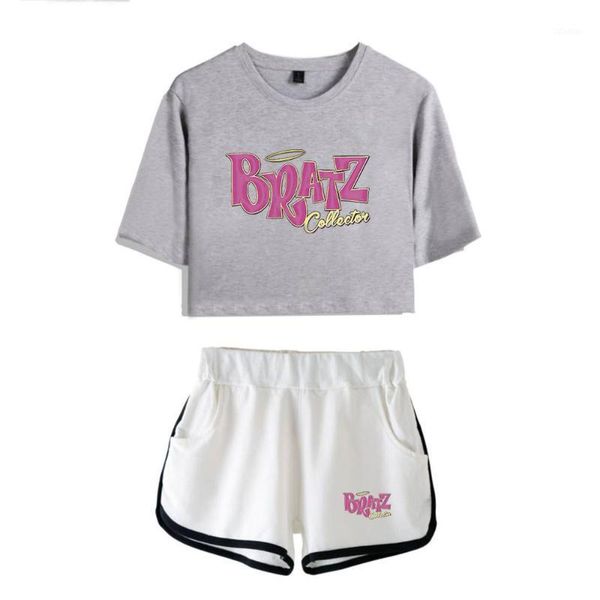 

rock angelz women two piece set shorts+lovely t-shirt harajuku streetwear girl sets1, Gray