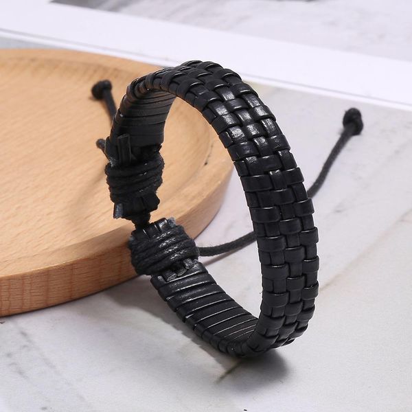 

eif dock простой дизайн черный weave кожаный браслет для женщин мужчины панк rope chain подвески браслеты готические ювелирные подарки jllre, Golden;silver