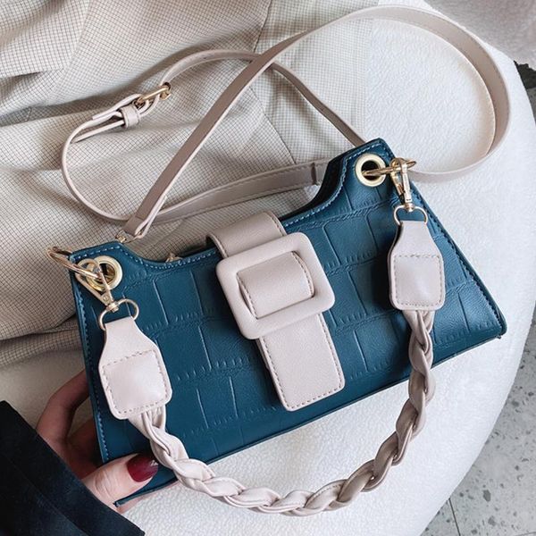 

shoulder bags stone pattern half moon bag pu leather women 2021 fashion belt female crossbody designer handbags