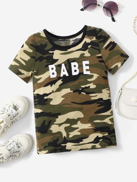 

baby letter & camo graphic dress she, Red;yellow