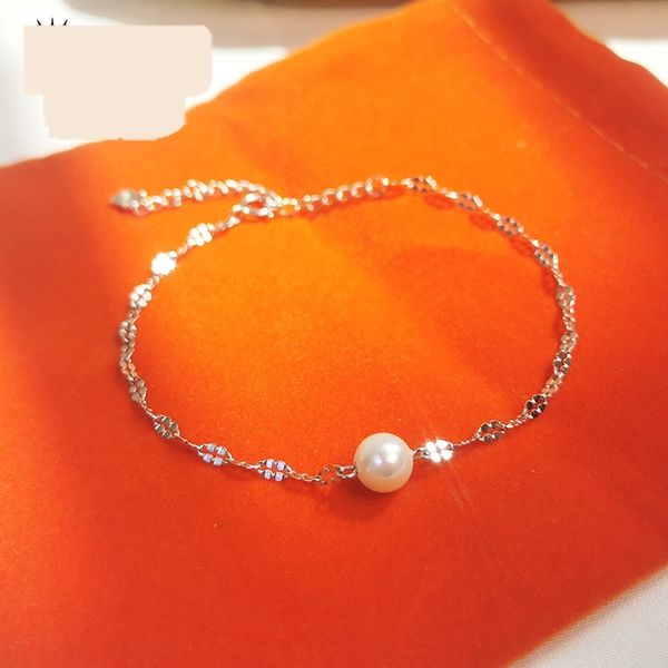 

korean s925 sterling silver single pearl for women braceletpearl bracelet all over the sky star simple bracelet for studentssweet hand jewel, Golden;silver
