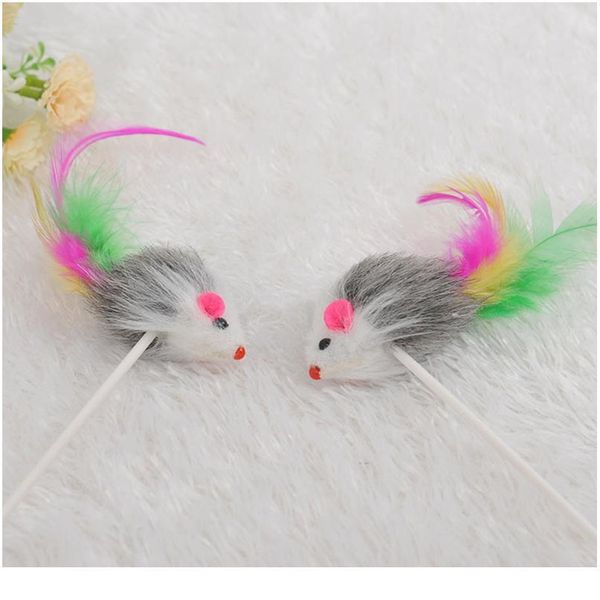 

interactive toy spring elastic cat false mouse sucker feather pet toy plush colorful funny interac qylbnr