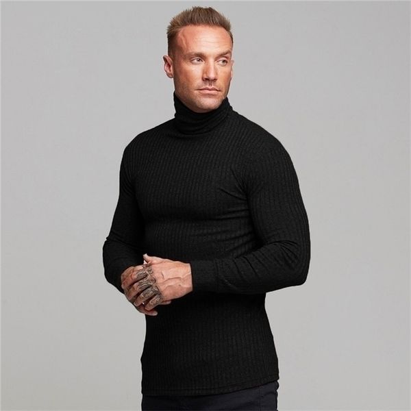 

white casual turtleneck sweaters men pullovers autumn winter fashion thin sweater solid slim fit knited long sleeve knitwear 201202, White;black