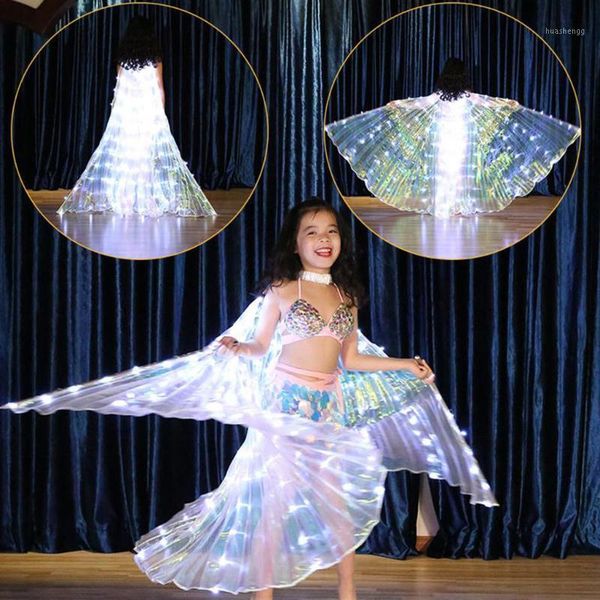 

creative children led butterfly wings belly cloak dance costume belly costumes glowing performance clothing1, Black;red