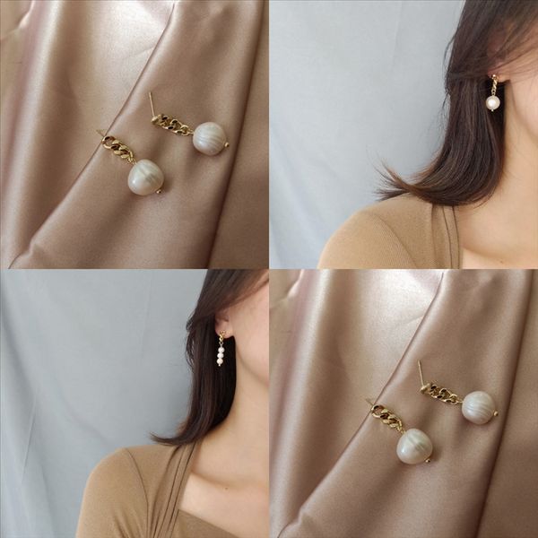 

0h5 nice handmade resin round mermaid druzy earring sier brand earrings trendy stone stainless steel tone wholesaling resin simple earring, Golden