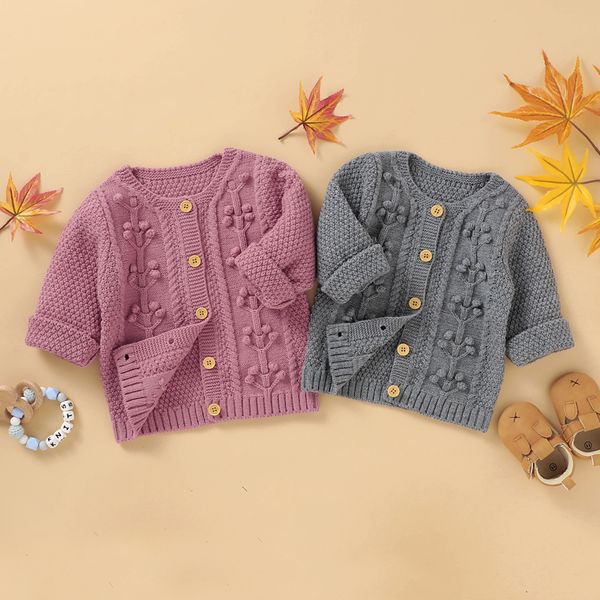 

lioraitiin 0-24m infant newborn baby girl solid handmade bubble ball 3dautumn winter warm outfits sweater jackets coats 1029, Blue;gray