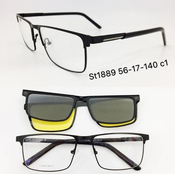 

fashion sunglasses frames st1889 ann defee clip on sunglass polarized uv400 metal day and night vision prescription glas, Black