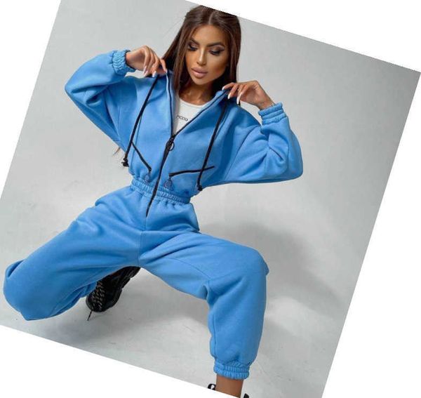 

women's casual basic hoodie two-piece sets with zipper drawstring jacket outerwear and elastic pencil pants suit autumn winter tracksui, White