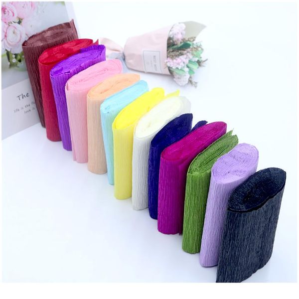 

250*10cm decorative origami crinkled crepe paper craft diy flower wrapping fold scrapbooking gifts party de bbyhdp
