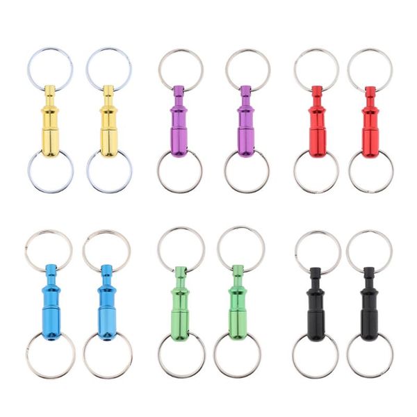 

2 pieces breakaway key ring separate car keys quick release keychain, Silver