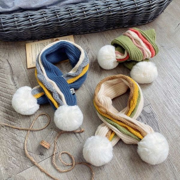 

children's matching winter, baby's scarf, color neck, warm ball in autumn and winter, Red;brown