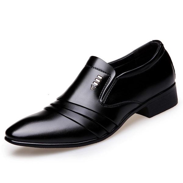 

pu leather fashion men business dress loafers pointy black shoes oxford breathable formal wedding shoes