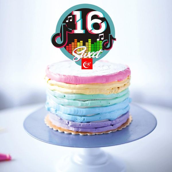 

tiktok happy birthday cake er music note themed sweet 16 celebrate birthday cupcakes er short video decor party favo