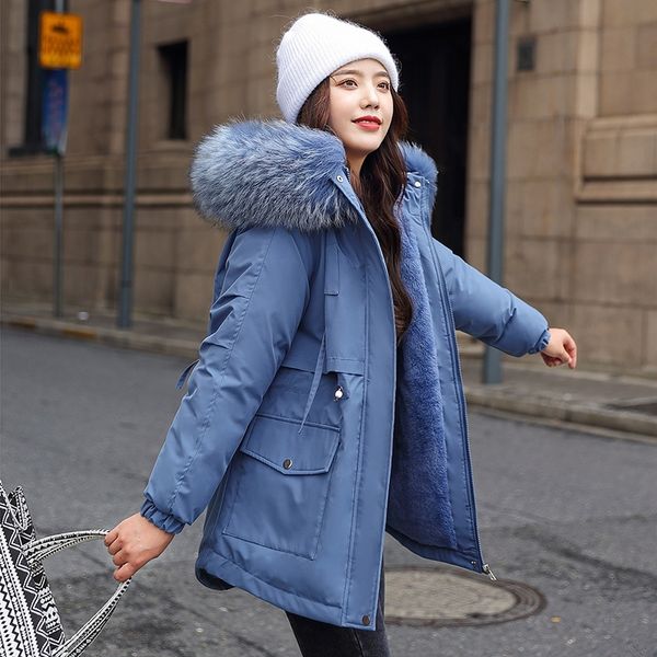 

winter jacket women new hooded long parkas mujer loose cotton overcoat casual black warm winter coat female 201029