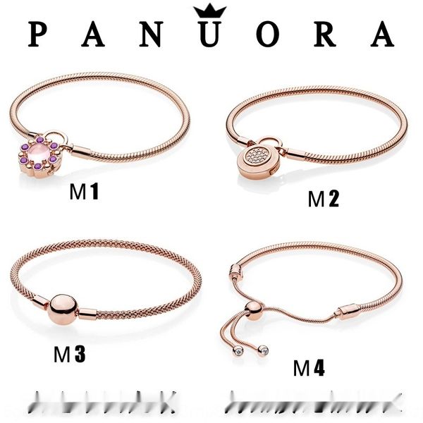 

panjia s925 sterling silver круглая кнопка блокировки головки змеи кости базовой цепи браслет braceletbase браслет из розового золота класси, Golden;silver