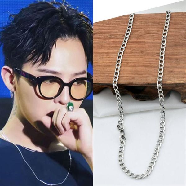 

chains kpop korea men stainless steel cuban chain long necklace silver color for male bracelet jewelry making material1
