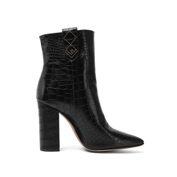 

brand design faux leather ankle boots for women square block heel short boots ladies yellow black brown white 2020 winter