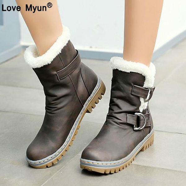 

fashion shoes classics women snow boots flat heels winter shoes warm fur spring autumn boots women's plus size 693p, Black